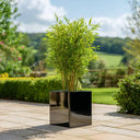 30cm Zinc Galvanised Polished Black Square Planter