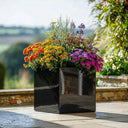 30cm Zinc Galvanised Polished Black Square Planter