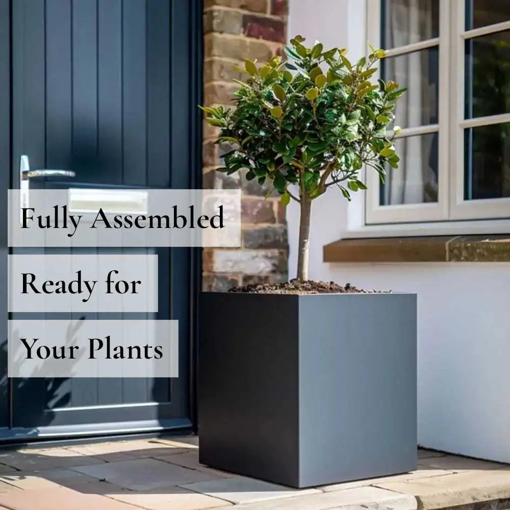 30cm Zinc Galvanised Matte Grey Square Planter