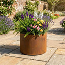 38cm Round Short Cylinder Corten Steel Planter with Feet