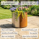 38cm Round Short Cylinder Corten Steel Planter with Feet
