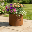 38cm Round Short Cylinder Corten Steel Planter with Feet