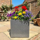 30cm Zinc Galvanised Silver & Black Square Planter