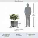 30cm Zinc Galvanised Silver & Black Square Planter