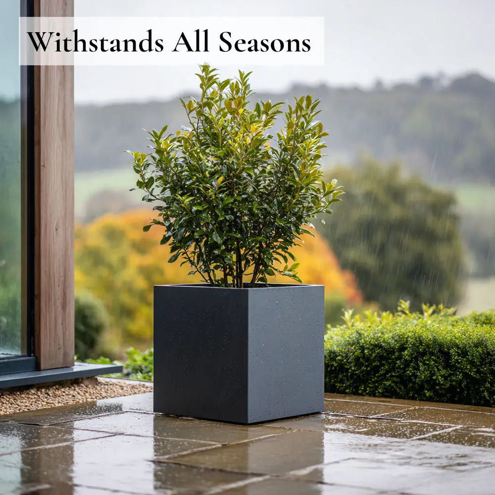 30cm Zinc Galvanised Matte Grey Square Planter