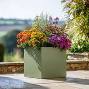 30cm Zinc Galvanised Sage Green Square Planter