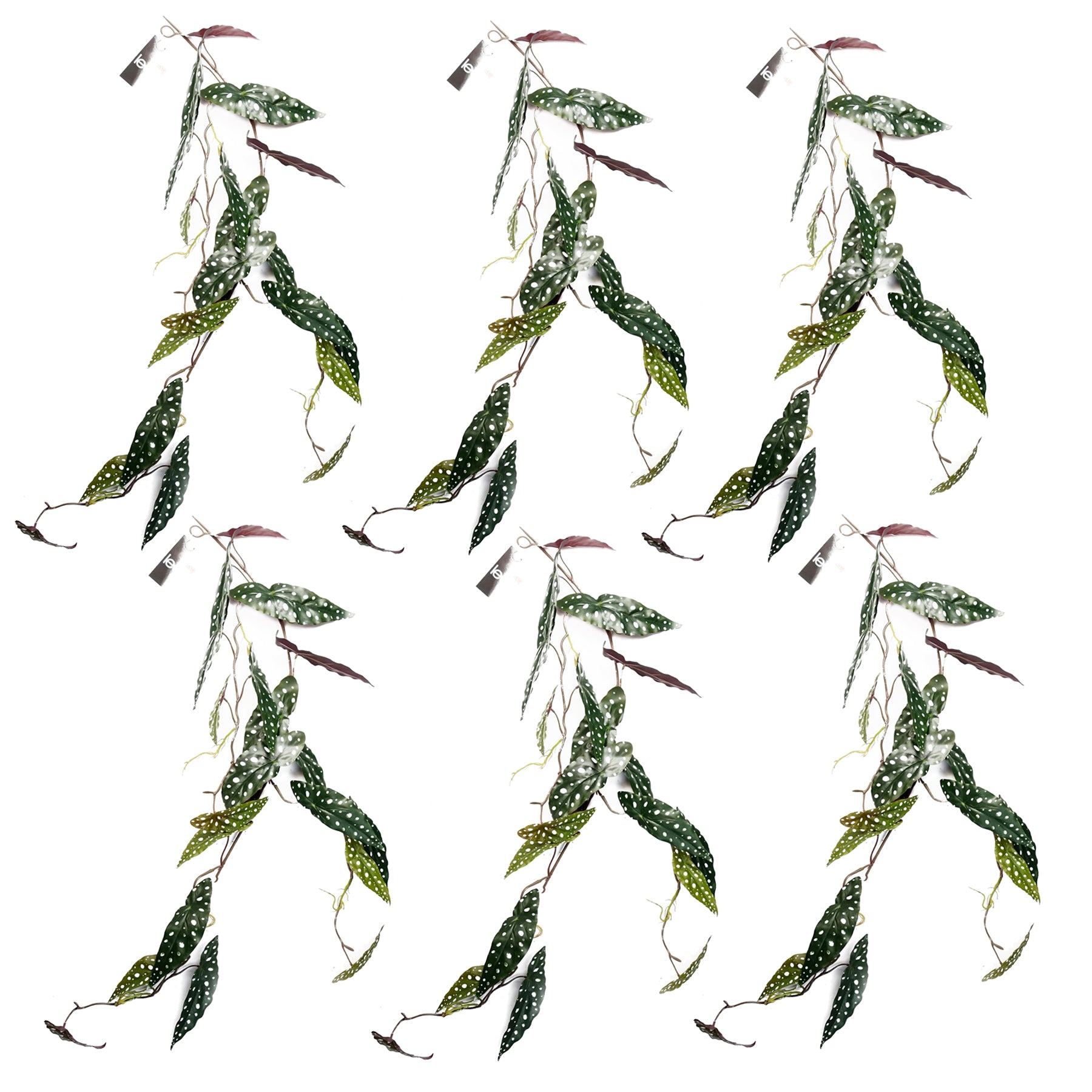 6 x 110cm Artificial Hanging Trailing Begonia Maculata Spotted Plant