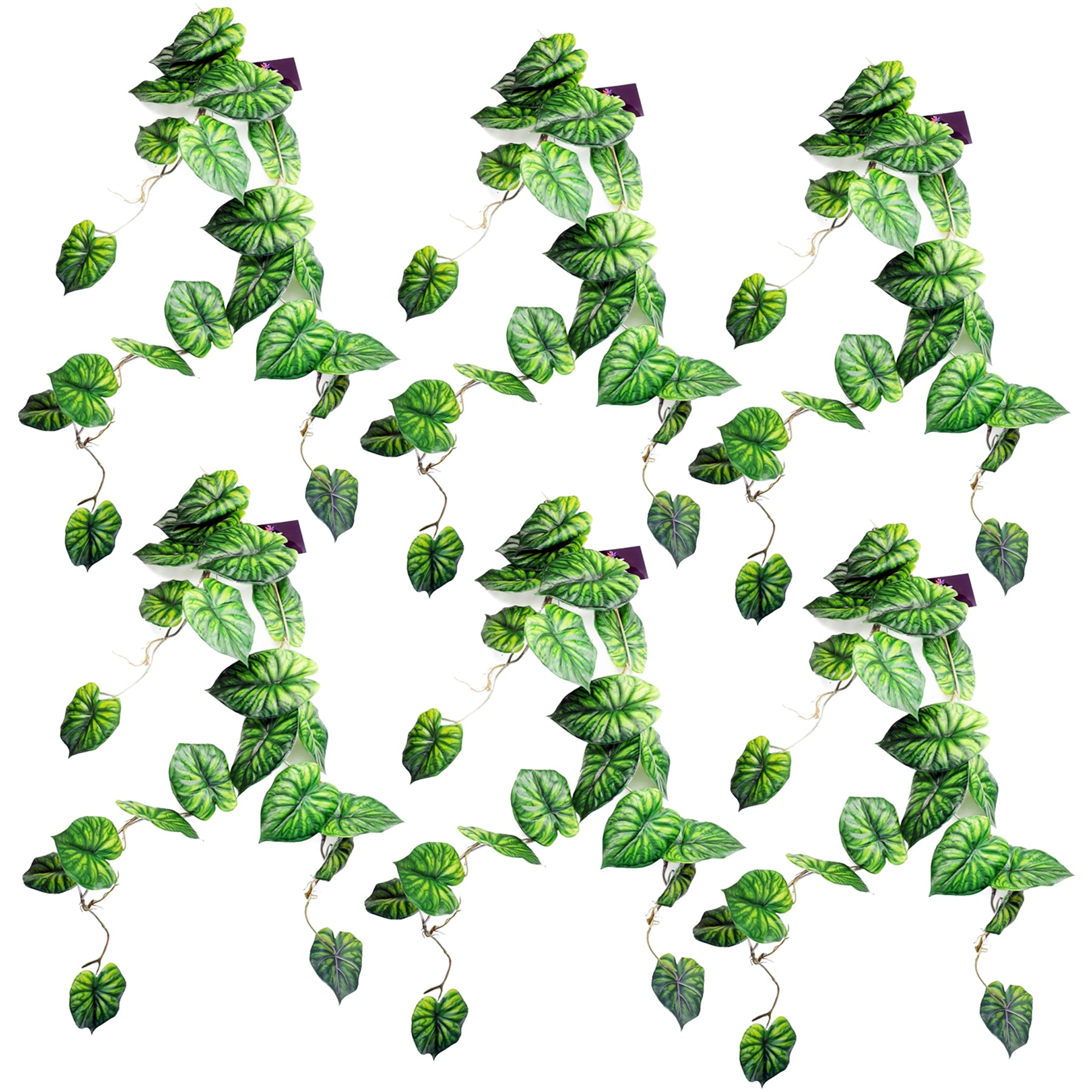 6 x 120cm Artificial Hanging Trailing Plant Alocasia Dragon Scale Green