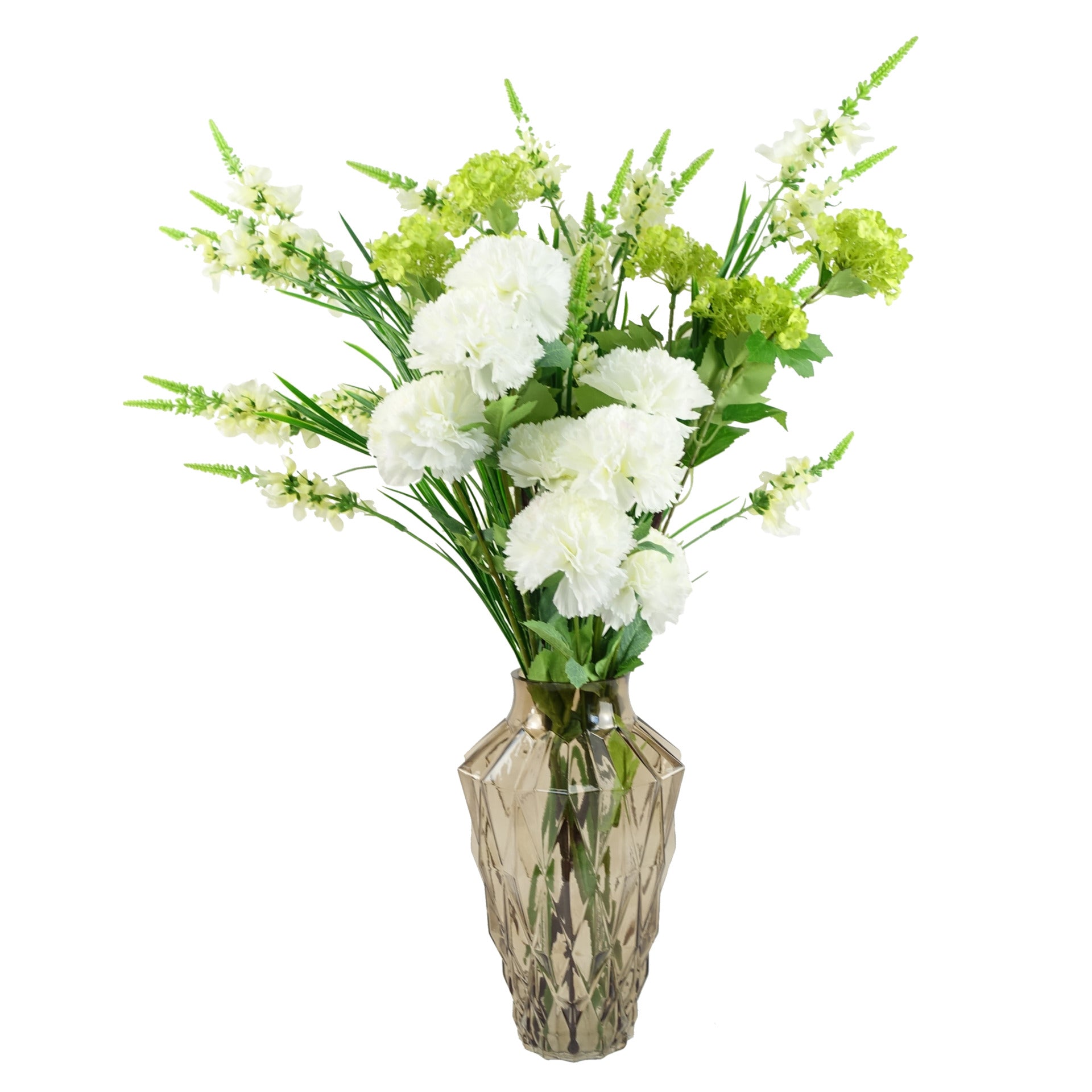 70cm White Artificial Carnation Stem - 4 Flowers