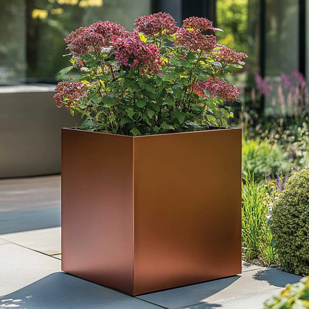 40cm Zinc Galvanised Copper Square Planter