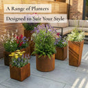 48cm Round Short Cylinder Corten Steel Planter with Feet