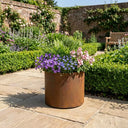 48cm Round Short Cylinder Corten Steel Planter with Feet