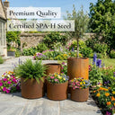 48cm Round Short Cylinder Corten Steel Planter with Feet