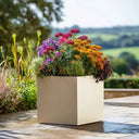 40cm Zinc Galvanised Cream Square Planter