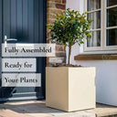 40cm Zinc Galvanised Cream Square Planter - image 3