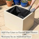 40cm Zinc Galvanised Cream Square Planter - image 6