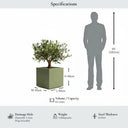 40cm Zinc Galvanised Sage Green Square Planter - image 2