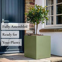 40cm Zinc Galvanised Sage Green Square Planter - image 3