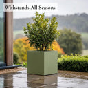 40cm Zinc Galvanised Sage Green Square Planter - image 4