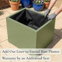 40cm Zinc Galvanised Sage Green Square Planter - image 6