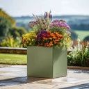 40cm Zinc Galvanised Sage Green Square Planter - image 10