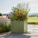 40cm Zinc Galvanised Sage Green Square Planter - image 11