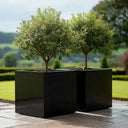 60cm Zinc Galvanised Polished Black Square Planter