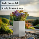 50cm Zinc Galvanised Silver Tall Square Planter
