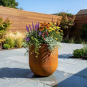 50cm Corten Steel Large Cylinder Planter with Rounded Base