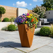 50cm Geometric Tall Square Corten Steel Planter