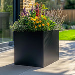 square matte black aluzinc planter