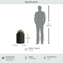 50cm Zinc Galvanised Matte Black Tall Square Planter
