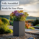 50cm Zinc Galvanised Matte Grey Tall Square Planter