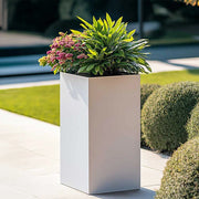 tall square matte white planter