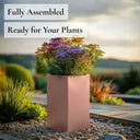 50cm Zinc Galvanised Brushed Rose Gold Finish Tall Square Planter