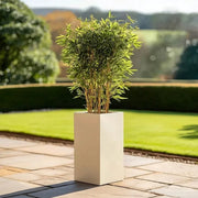 50cm Zinc Galvanised Cream Tall Square Planter