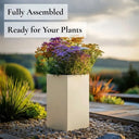 50cm Zinc Galvanised Cream Tall Square Planter - image 3