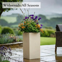 50cm Zinc Galvanised Cream Tall Square Planter - image 4