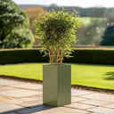 50cm Zinc Galvanised Sage Green Tall Square Planter