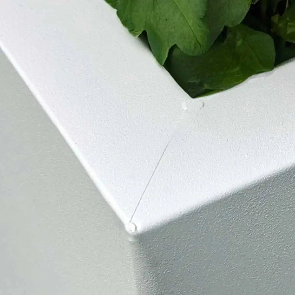 50cm Zinc Matte White Tall Square Planter