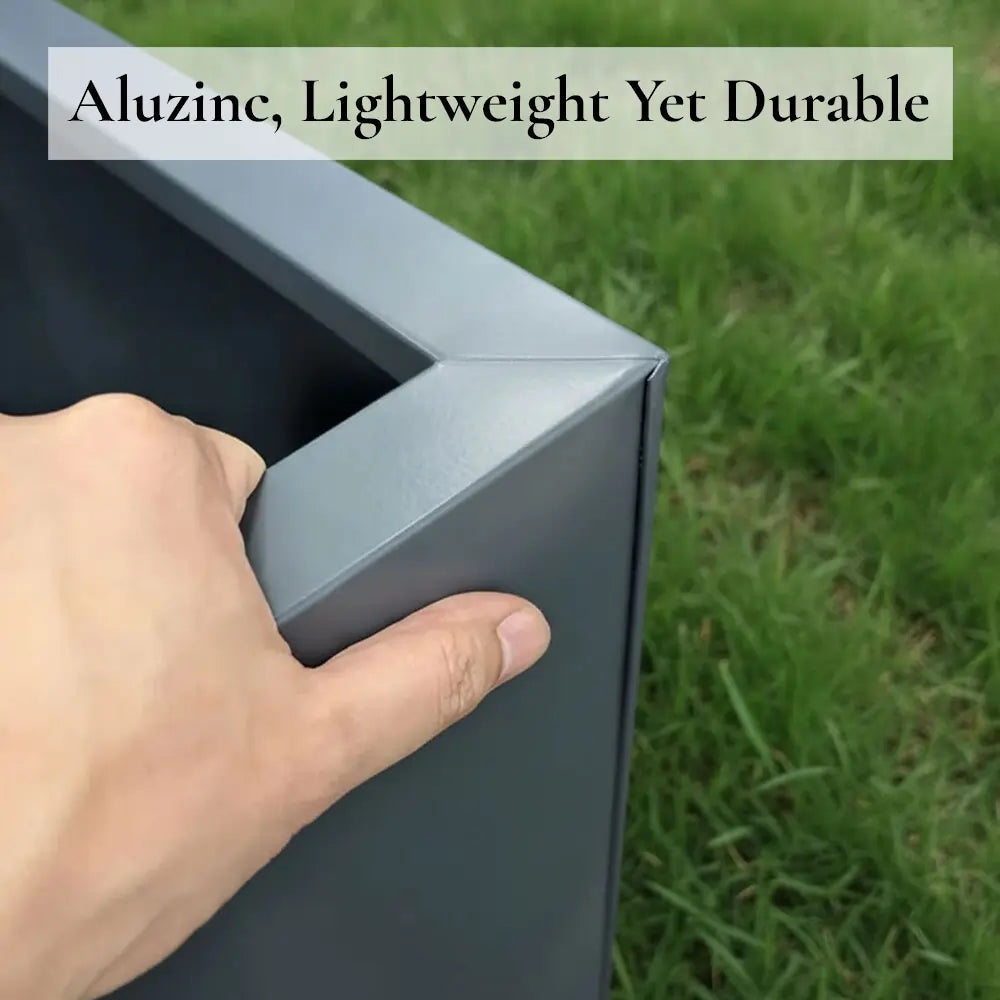 60cm Zinc Galvanised Matte Grey Square Planter