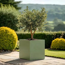 60cm Zinc Galvanised Sage Green Square Planter