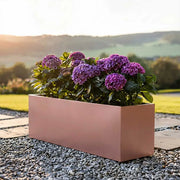 70cm Zinc Galvanised Brushed Rose Gold Finish Trough Planter