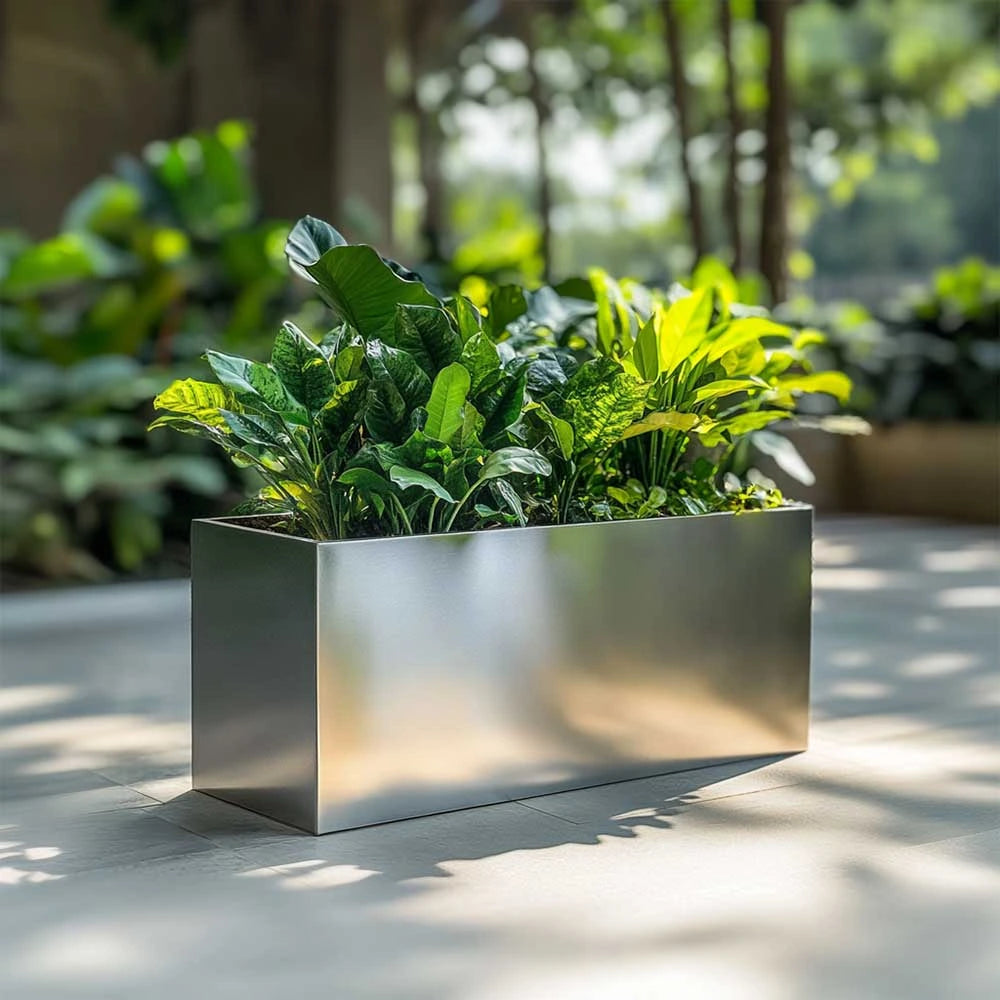 70cm Zinc Galvanised Silver Trough Planter