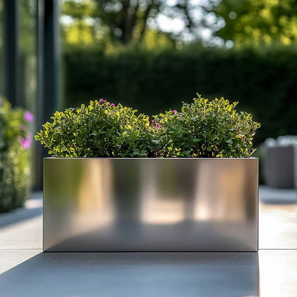 silver trough planter front