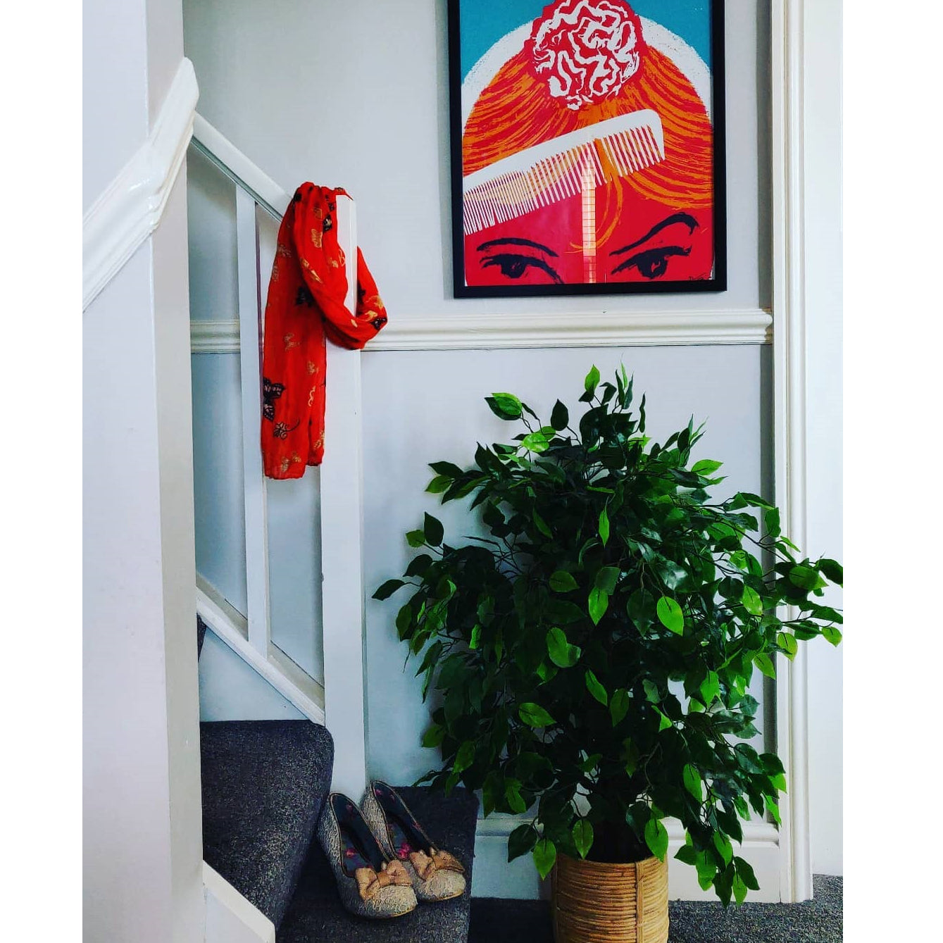 90cm Artificial Ficus Tree / Plant -Copper Metal Planter