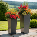 70cm Zinc Galvanised Matte Grey Tall Flared Tapered Square Planter