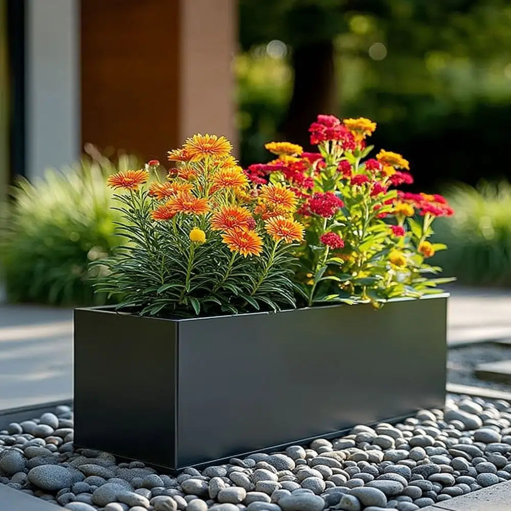 70cm Zinc Galvanised Matte Grey Trough Planter