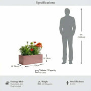 70cm Zinc Galvanised Brushed Rose Gold Finish Trough Planter