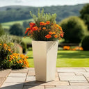 70cm Zinc Galvanised Cream Tall Tapered Square Planter